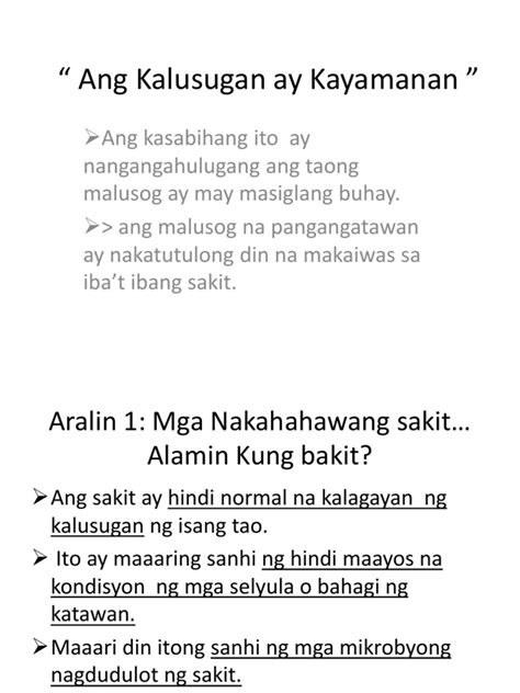 bakit maituturing na kayamanan ang kalusugan|Ang kalusugan ay kayamanan .